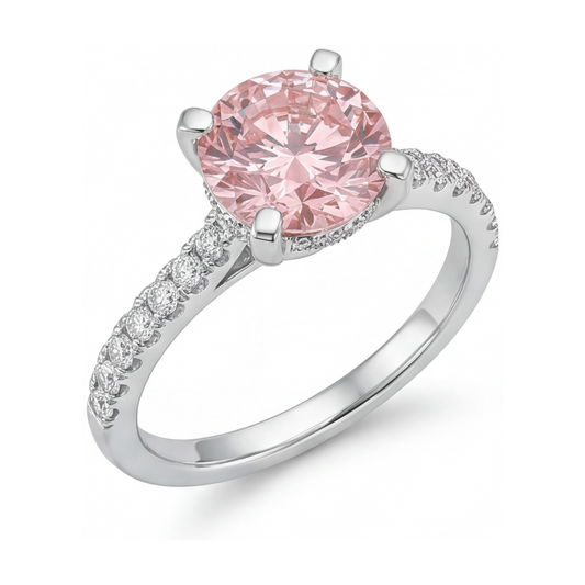 Ring mit natürlichem rosa Diamanten, 1,39 Karat, rund
