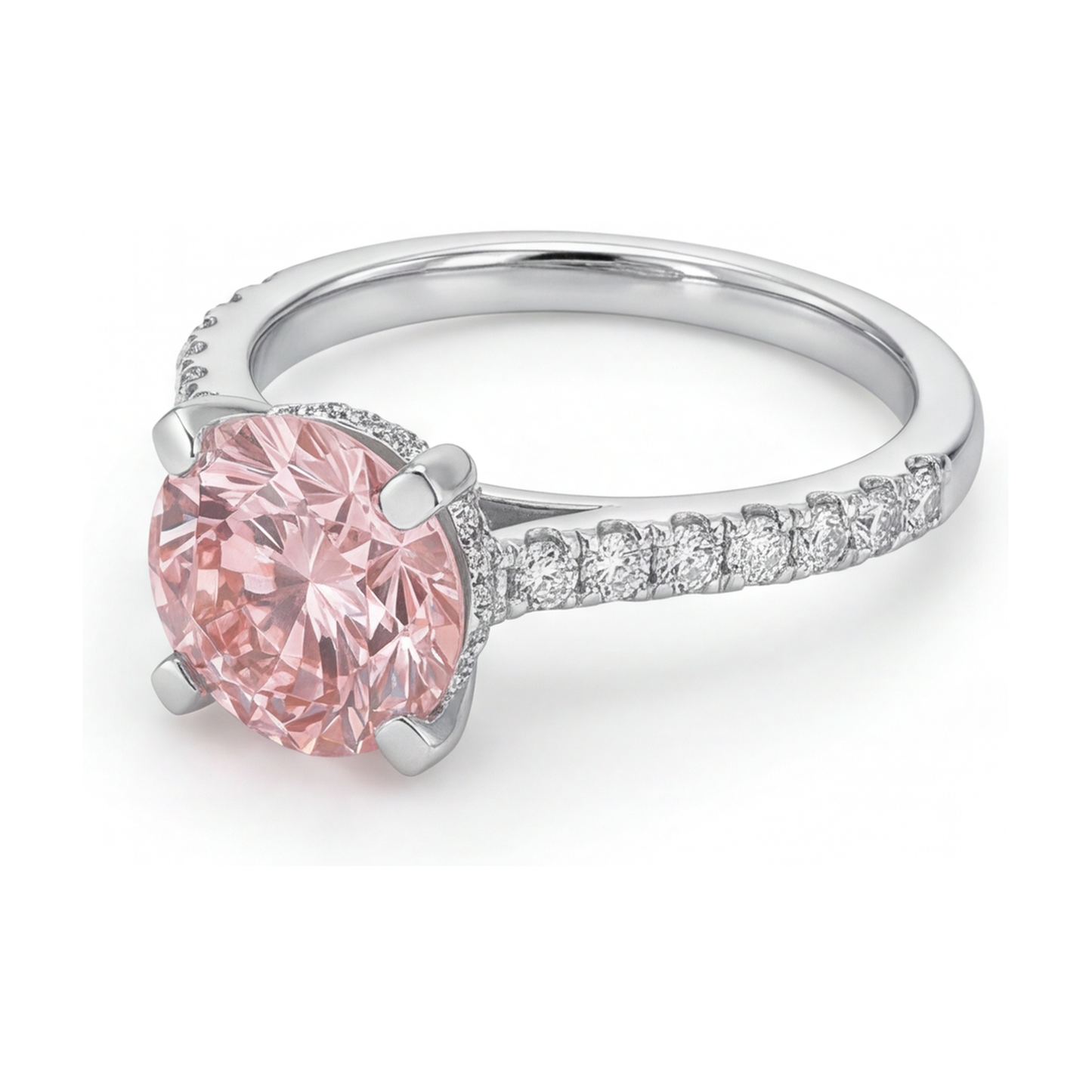 Ring mit natürlichem rosa Diamanten, 1,39 Karat, rund