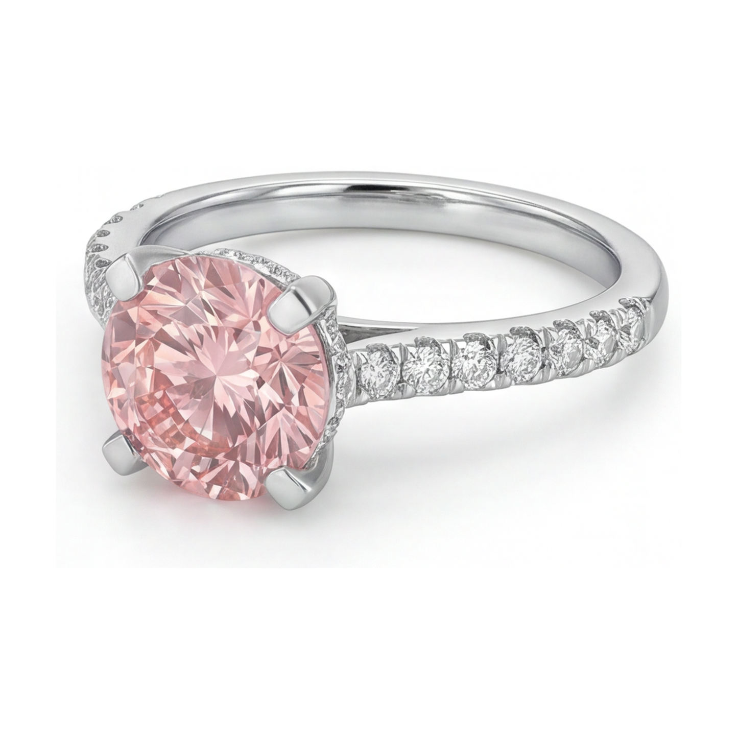 Ring mit natürlichem rosa Diamanten, 1,39 Karat, rund