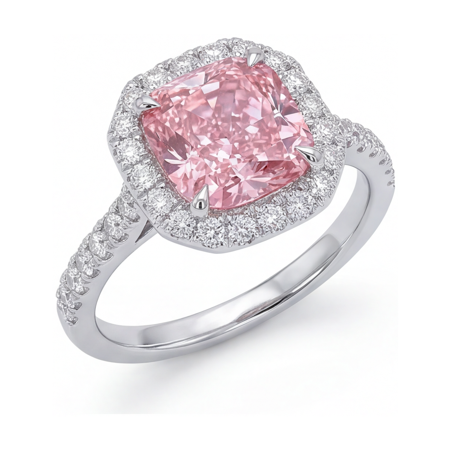 Ring mit natürlichem rosa Diamanten im Kissenschliff, 1,96 Karat