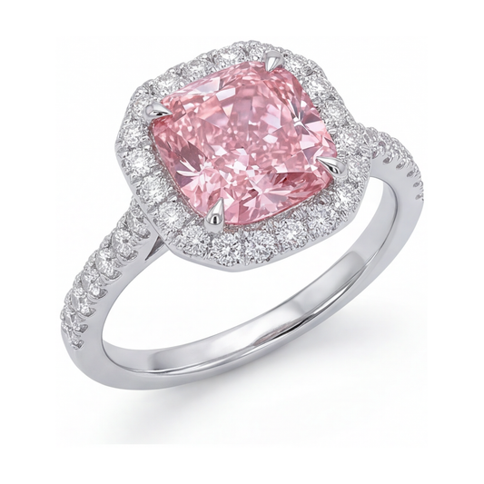 Ring mit natürlichem rosa Diamanten im Kissenschliff, 1,96 Karat