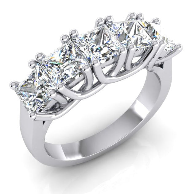 Fünf Stein Halbe Ewigkeit Prinzessin Diamantband 3 Karat