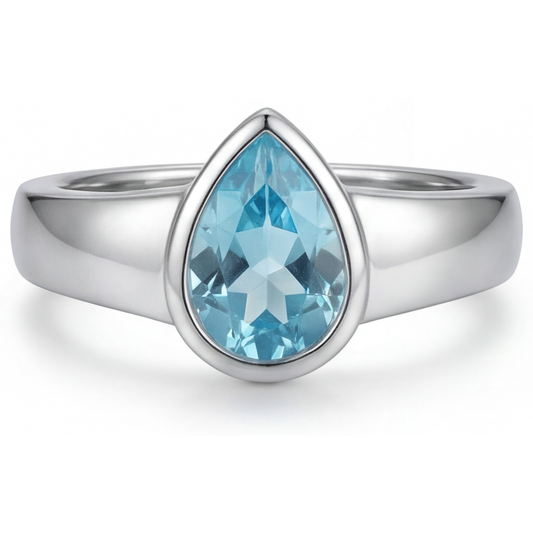 Edelstein-Ring 14 Karat Weißgold mit Neon Paraiba – Frontansicht
