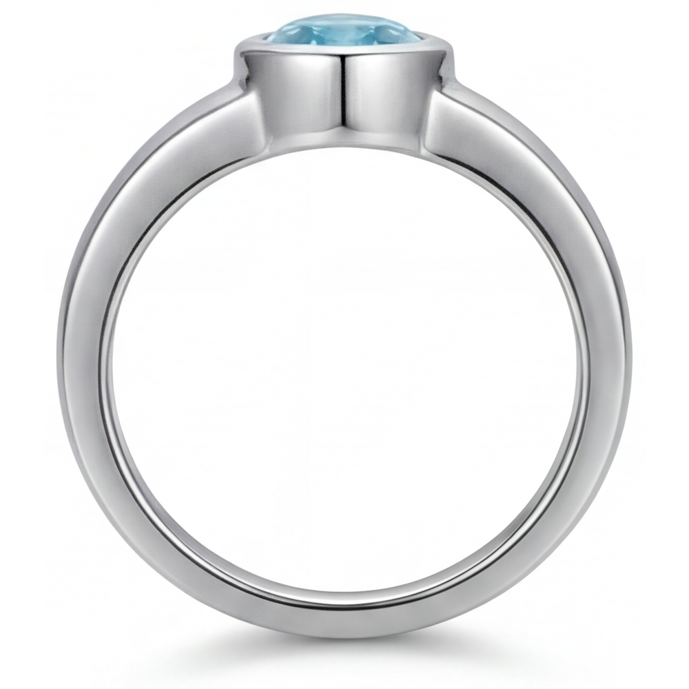 Neon Paraiba Birnen-Schliff Edelstein-Ring in 14 Karat Weißgold – Schrägansicht
