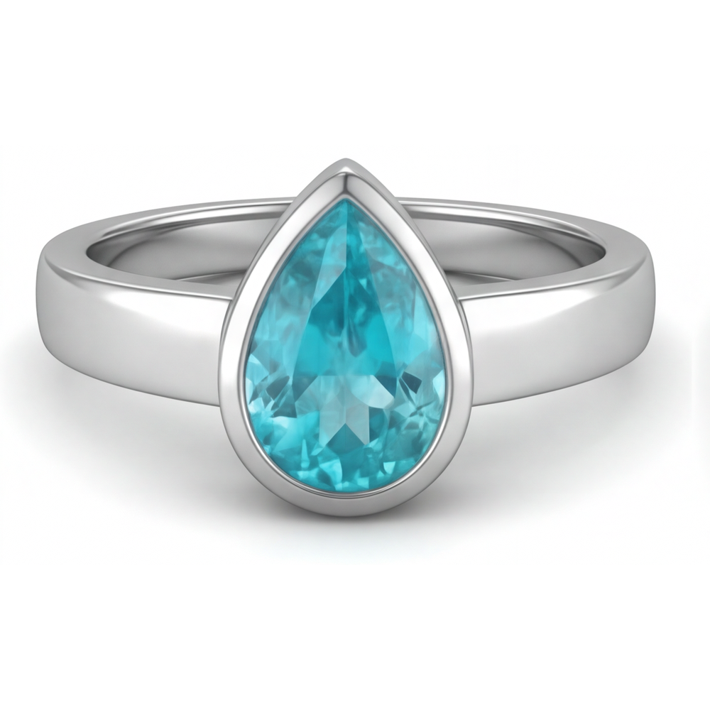 Naturreiner Neon Paraiba Edelstein-Ring – Frontansicht