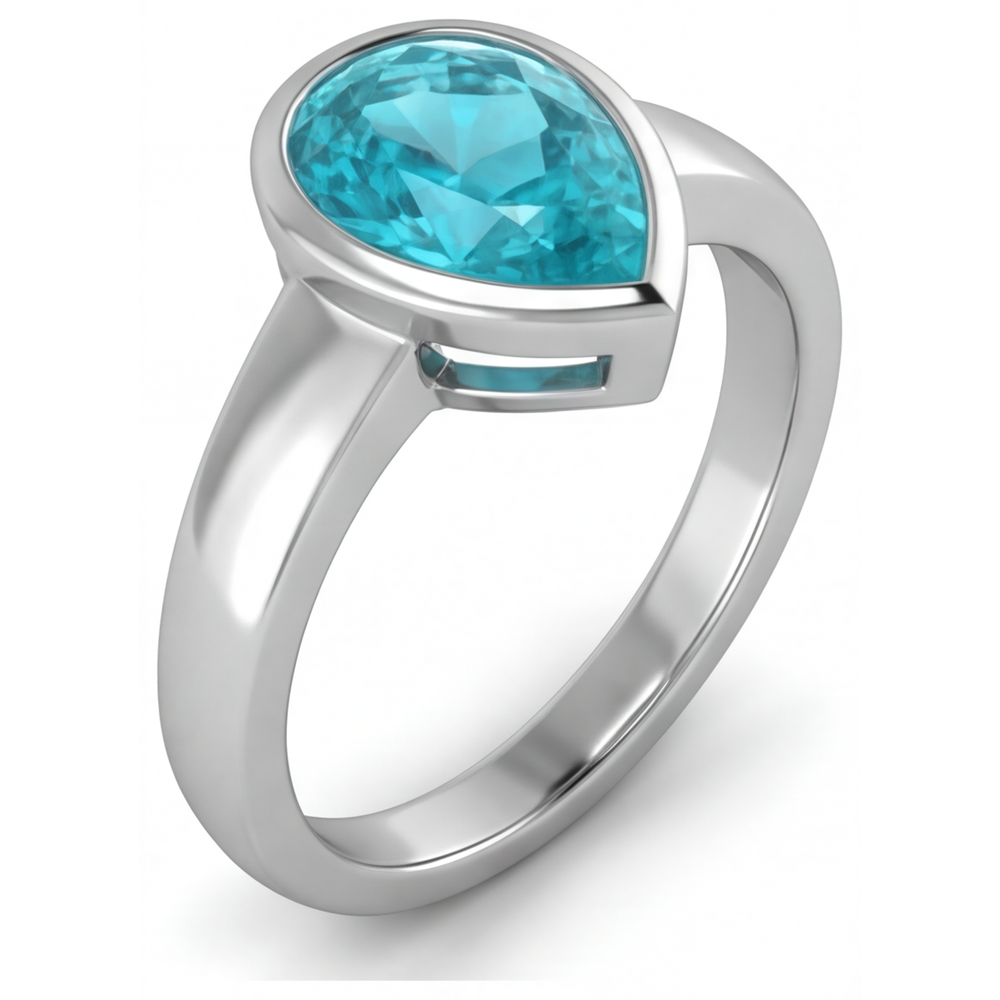 Edelstein-Ring 14 Karat Weißgold mit Neon Paraiba – Schrägansicht