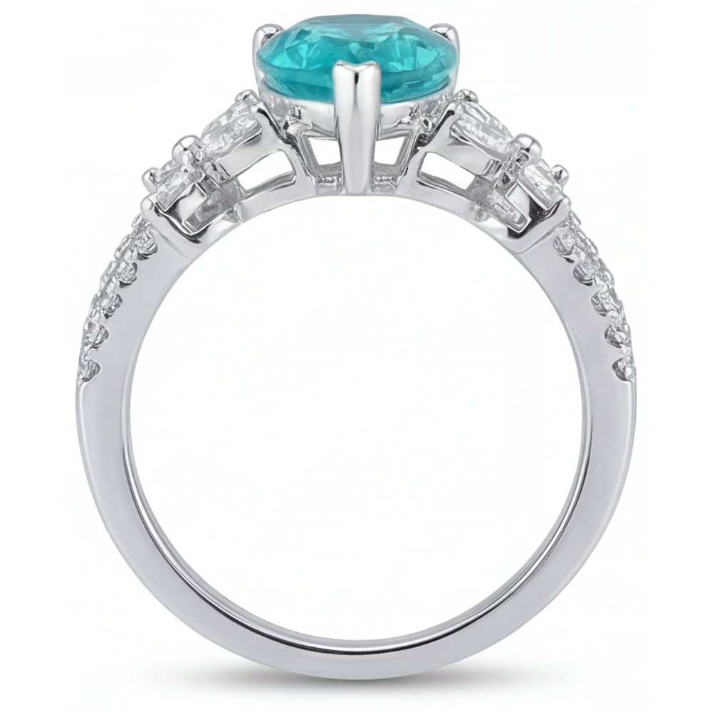 Edelstein-Ring 14K Weißgold mit Neon Paraiba – Profilansicht