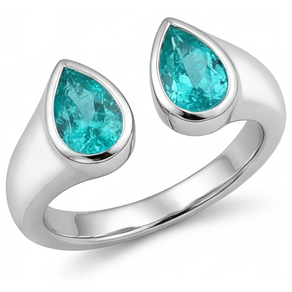 Eleganter Neon Paraiba Farbstein-Ring 1 Karat – Hauptansicht