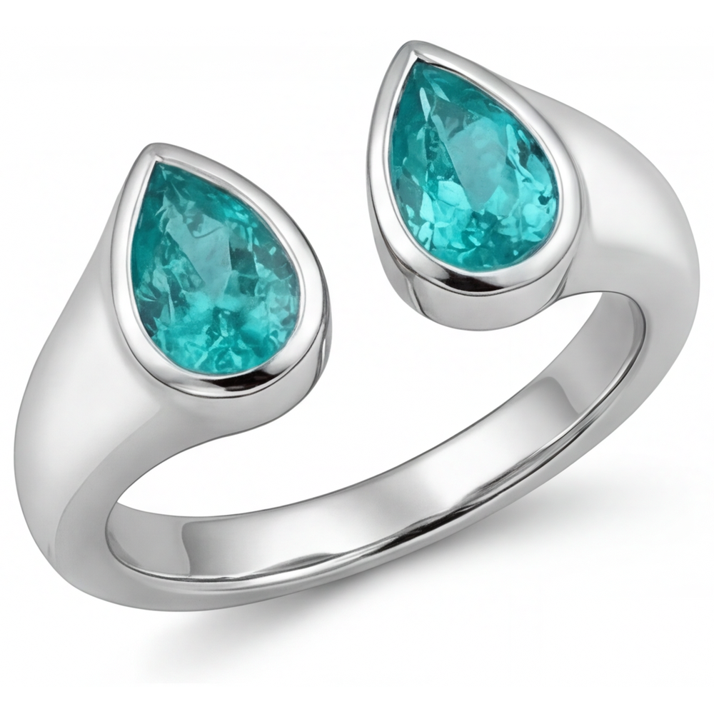 Natürlicher Neon Paraiba Farbstein-Ring – Seitenansicht