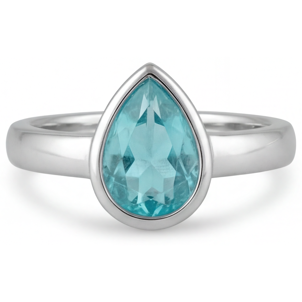 Natürlicher Neon Paraiba Farbstein-Ring – Profilansicht