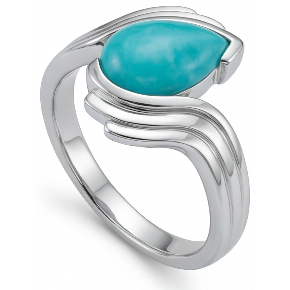 Birnen-Schliff Neon Paraiba Ring in 14 Karat Weißgold – Profilansicht