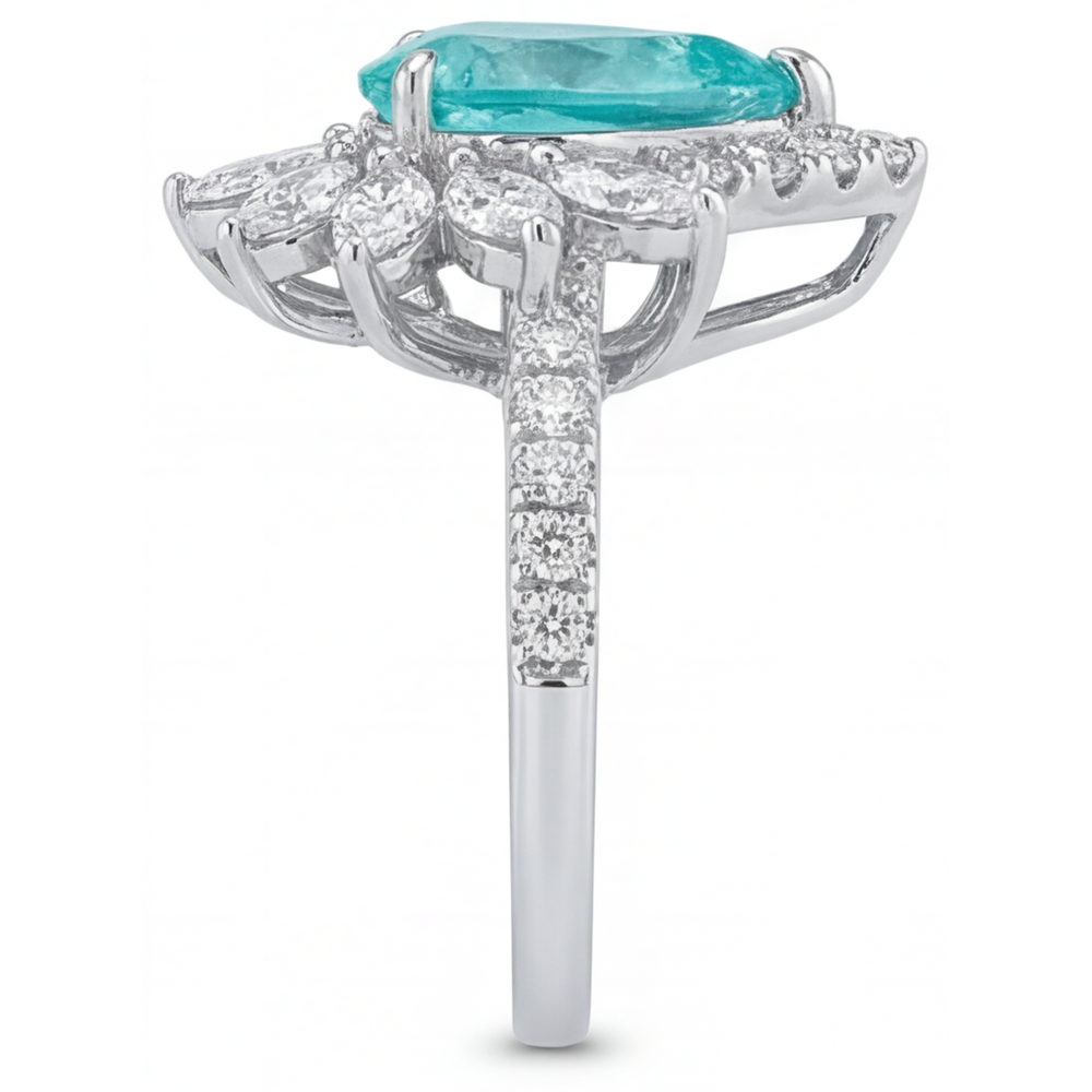 Neon Paraiba Halo-Fassung Ring 5-Karat 14K Weißgold – Draufsicht