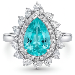 Erdgewonnener VVS Reinheit Neon Paraiba Halo-Fassung Ring 6,50