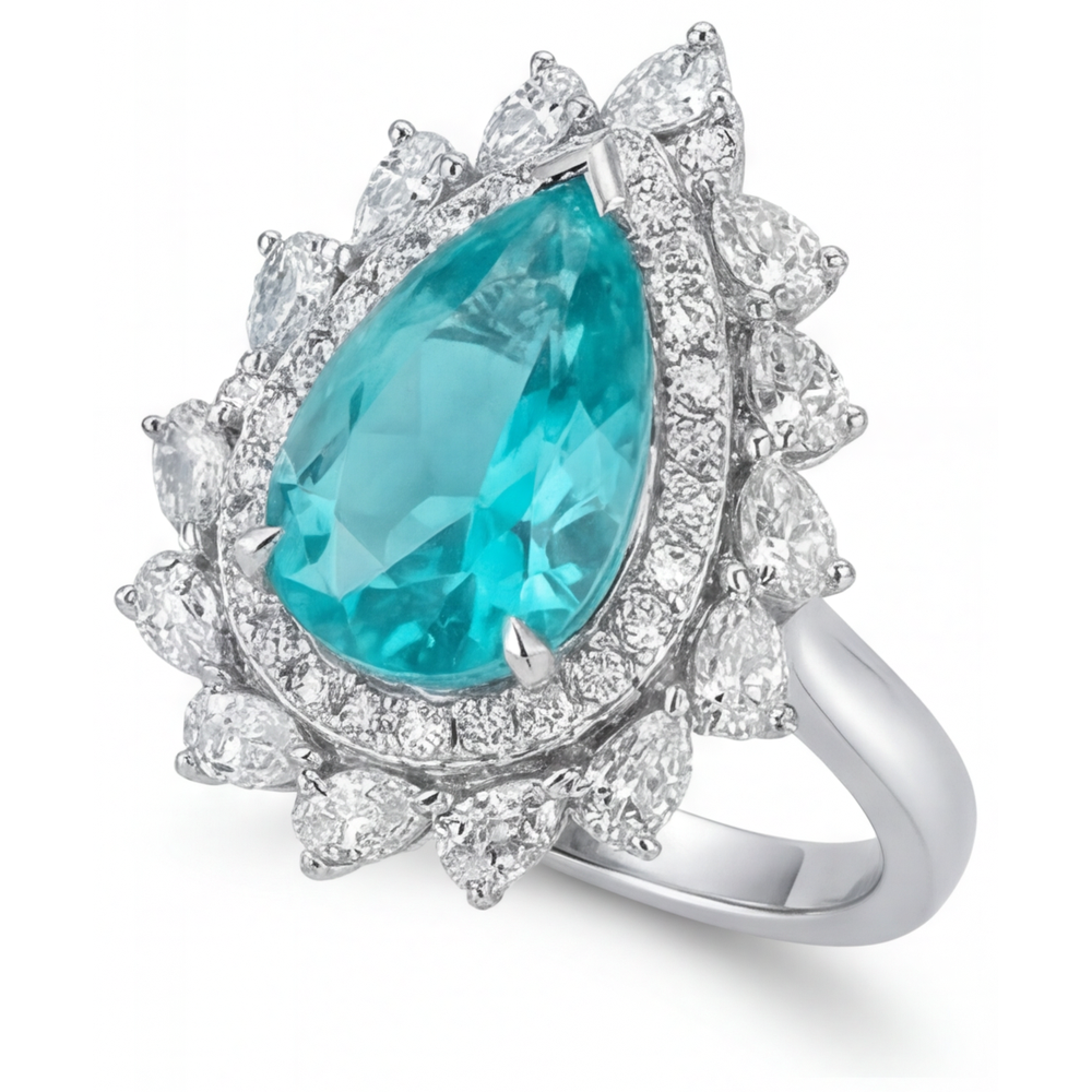 Kunstvoller Halo-Fassung Ring 6,50 Karat – Schrägansicht