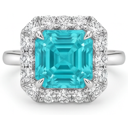 Neon Paraiba Halo-Ring – VVS 2 Karat 14K Weißgold