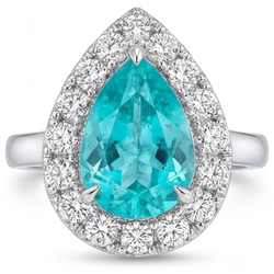 Luxuriöser Neon Paraiba Halo-Ring – 5 Karat 14K Weißgold