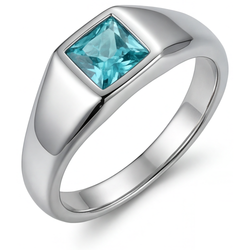 Luxuriöser Neon Paraiba Herrenring – 1 Karat 14K Weißgold