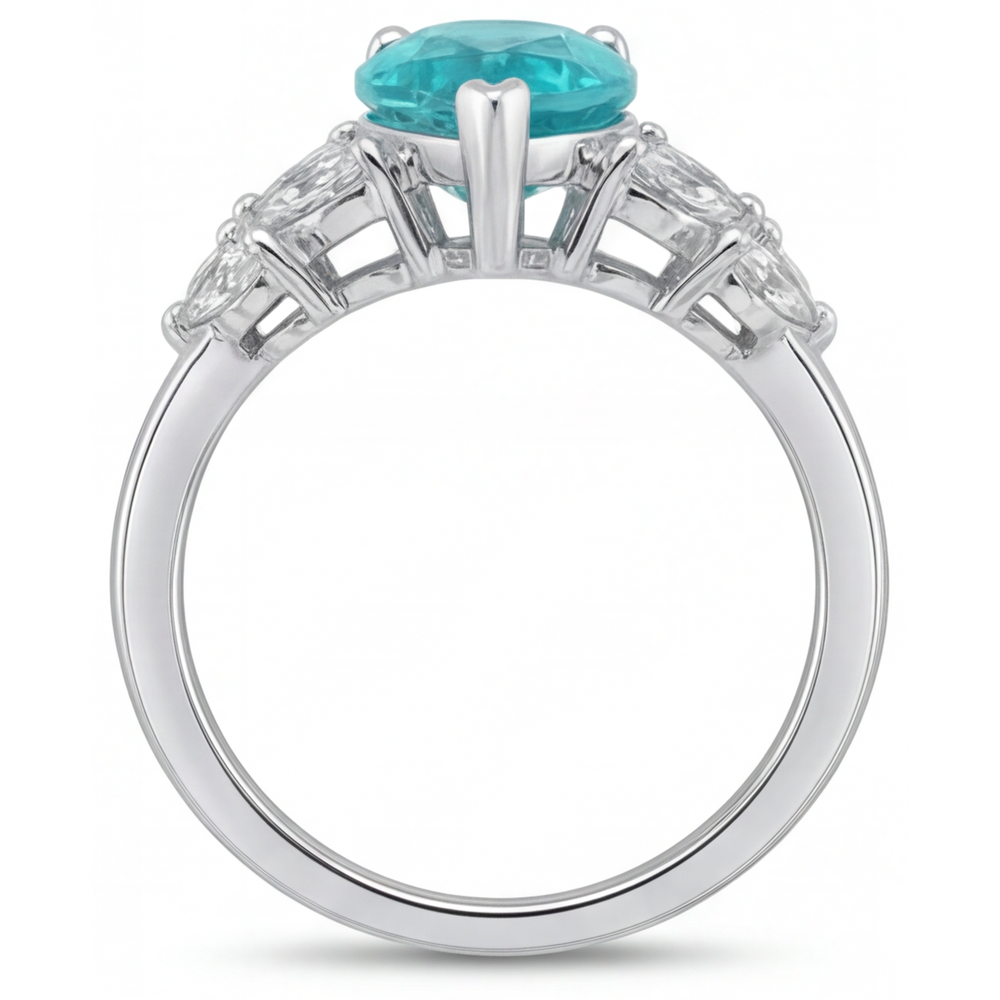 Funkelnder Neon Paraiba Schmuckstein-Ring 2 Karat – Profilansicht