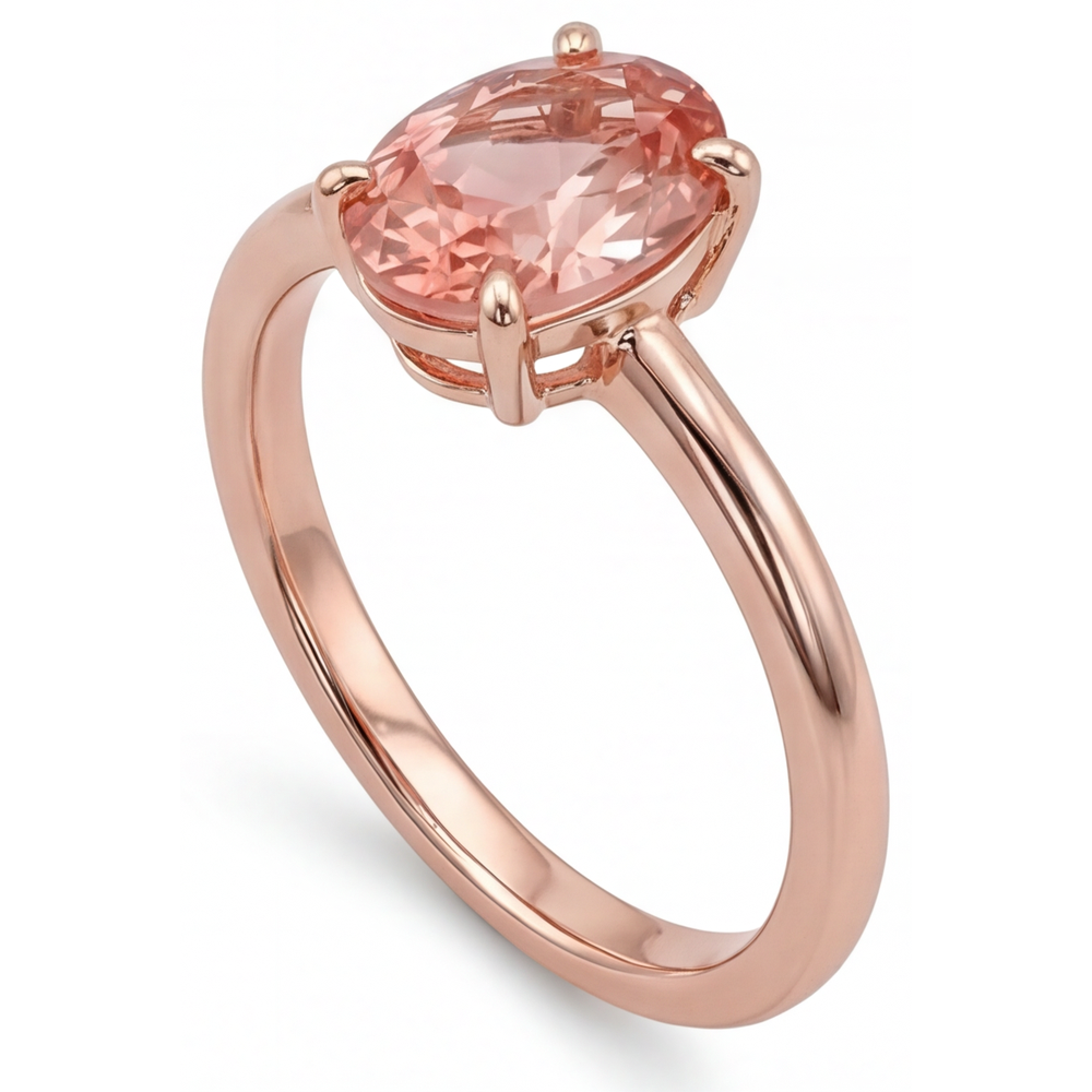 Pfirsich-Saphir-Ring aus Roségold, 2,2 Karat, natürlicher ovaler Padparadscha-Solitär