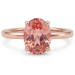 Pfirsich-Saphir-Ring aus Roségold, 2,2 Karat, natürlicher ovaler Padparadscha-Solitär