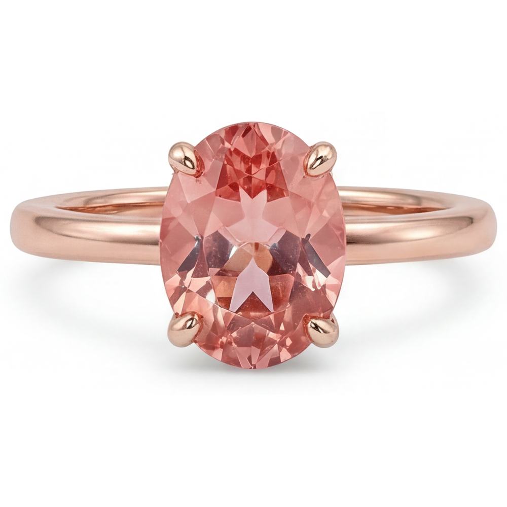 Pfirsich-Saphir-Ring aus Roségold, 2,2 Karat, natürlicher ovaler Padparadscha-Solitär