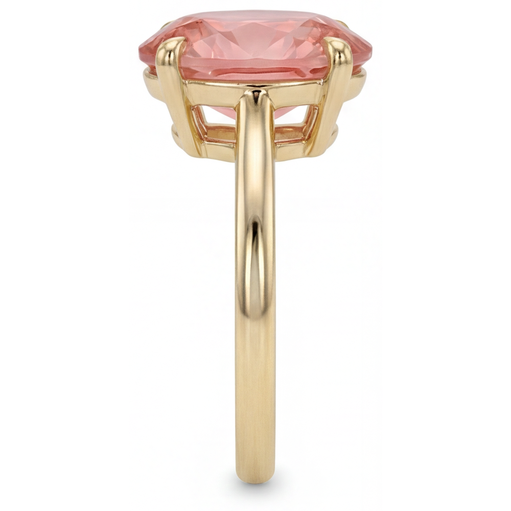 Pfirsich-Saphir-Schmuck: Echter ovaler Padparadscha-Solitärring, 2,5 Karat, 14 Karat Gelbgold