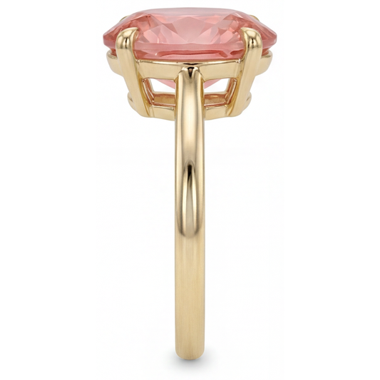 Pfirsich-Saphir-Schmuck: Echter ovaler Padparadscha-Solitärring, 2,5 Karat, 14 Karat Gelbgold