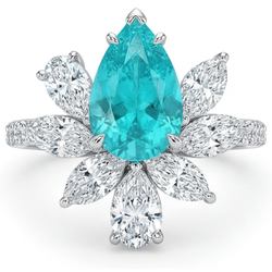 Naturreiner VVS Reinheit Paraiba-Turmalin Akzent-Solitär-Ring