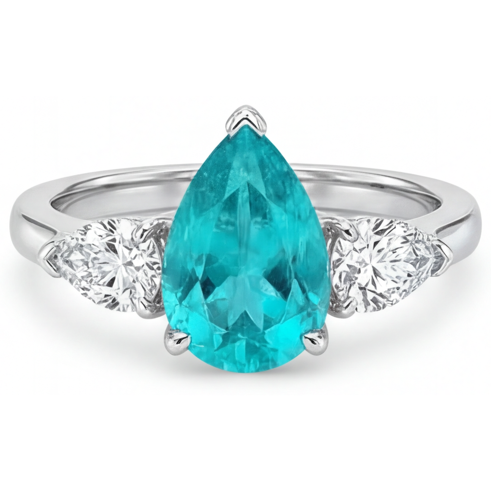 Birnen-Schliff Paraiba-Turmalin Ring in 14K Weißgold – Hauptansicht