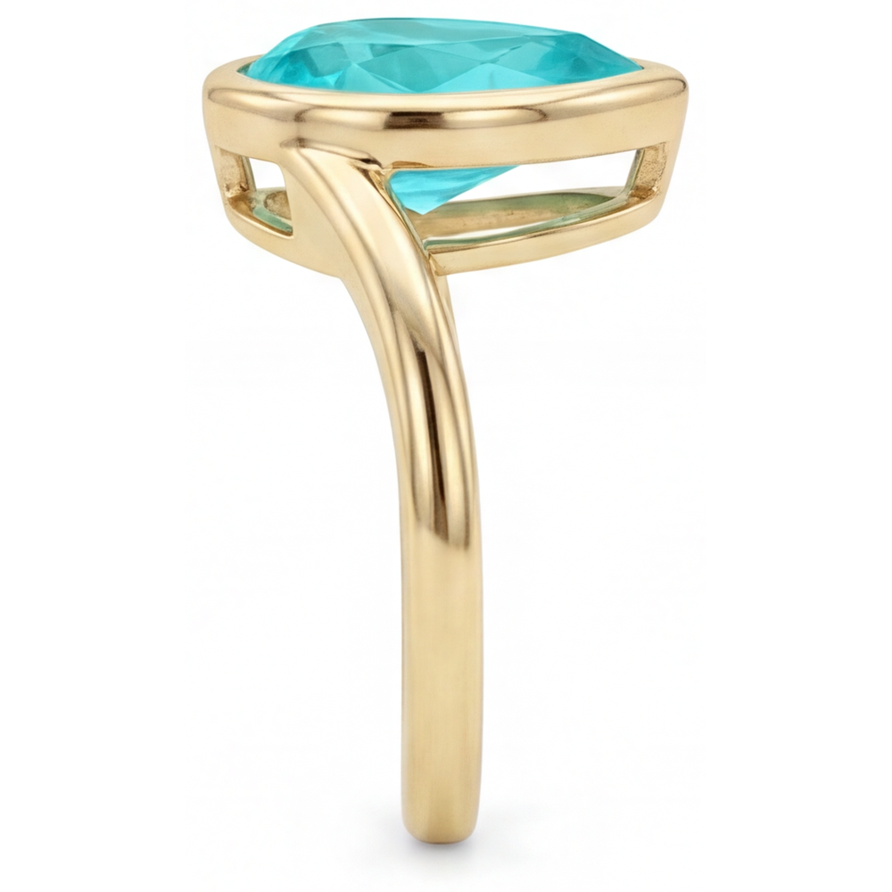Authentischer Paraiba-Turmalin Farbstein-Ring 2,50 Karat 14 Karat Gelbgold – Draufsicht
