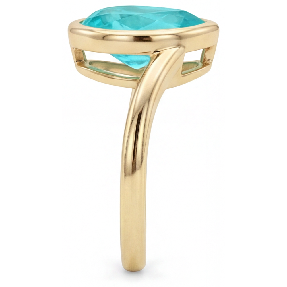 Authentischer Paraiba-Turmalin Farbstein-Ring 2,50 Karat 14 Karat Gelbgold – Rückansicht