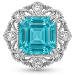 VVS Paraiba-Turmalin Halo-Fassung Ring 3,50 Karat – 14K Weißgold