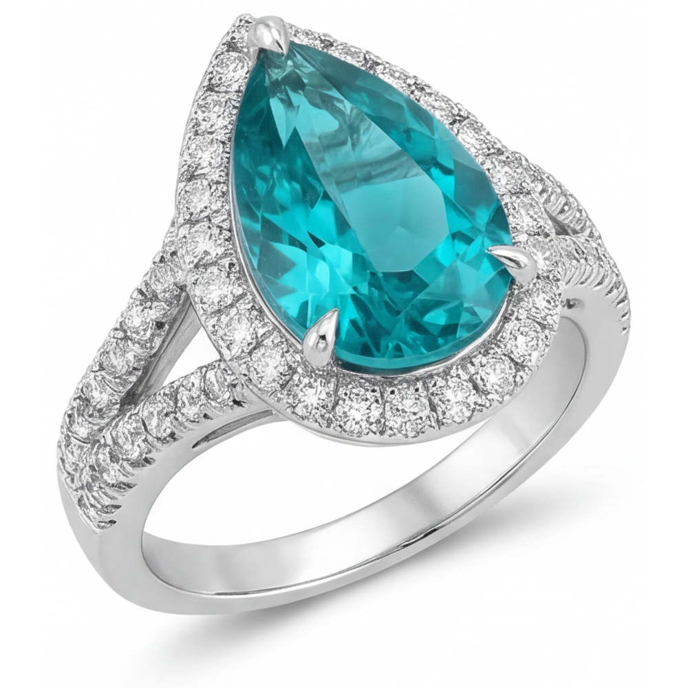 Handgefertigter Halo-Fassung Ring 5,50 Karat – Schrägansicht