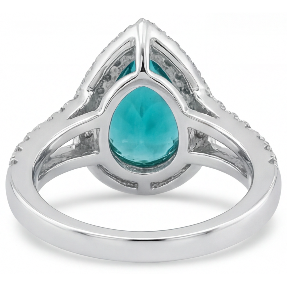Paraiba-Turmalin Halo-Fassung Ring 5,50-Karat 14K Weißgold – Draufsicht