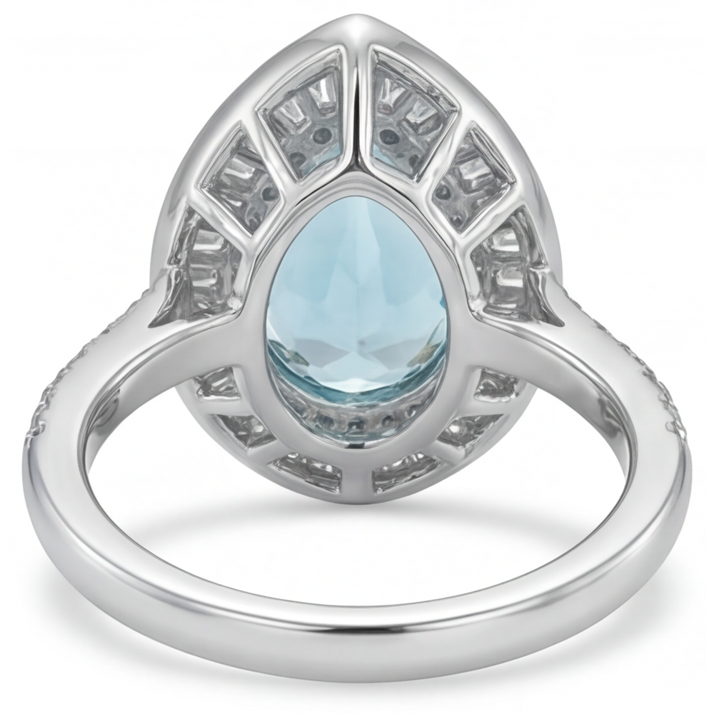 Birnen-Schliff Paraiba-Turmalin Ring in Zweifarbiges 14K Gold – Rückansicht
