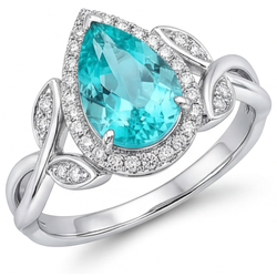 14K Weißgold VVS Paraiba-Turmalin Halo-Verlobungsring 3,25 Karat