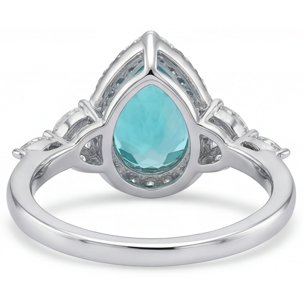 Paraiba-Turmalin Schmuckstein-Ring 2,25-Karat 14K Weißgold – Draufsicht
