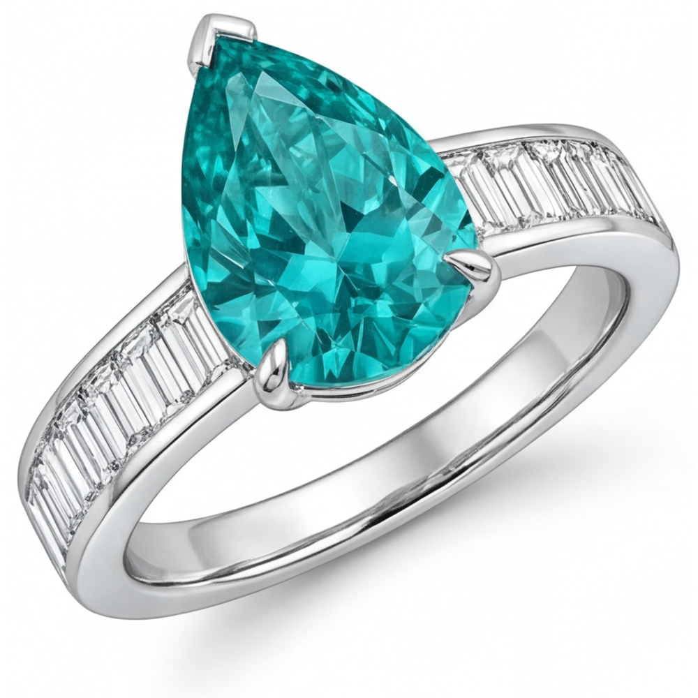 Paraiba-Turmalin Schmuckstein-Ring 2,50-Karat 14K Weißgold – Hauptansicht