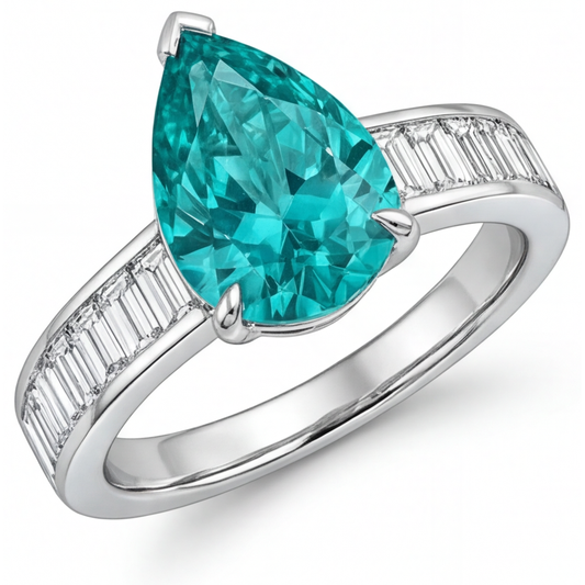 Paraiba-Turmalin Schmuckstein-Ring 2,50-Karat 14K Weißgold – Hauptansicht