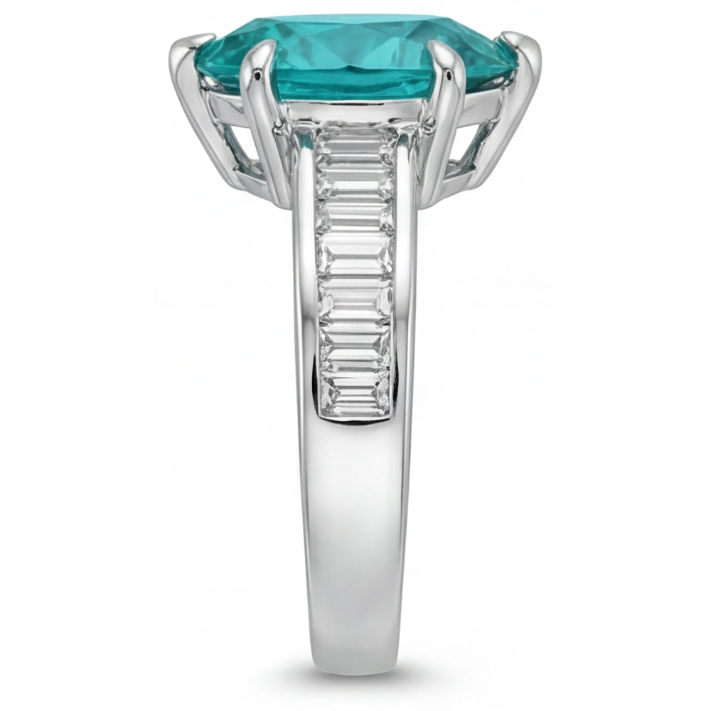 Erdgewonnener Paraiba-Turmalin Schmuckstein-Ring 2,50 Karat 14K Weißgold – Draufsicht