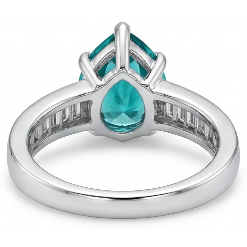 Erdgewonnener Paraiba-Turmalin Schmuckstein-Ring 2,50 Karat 14K Weißgold – Detailansicht