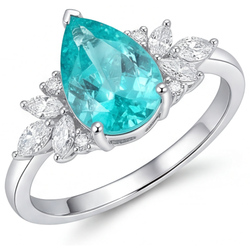 Erdgewonnener Birnen-Schliff Paraiba-Turmalin Schmuckstein-Ring