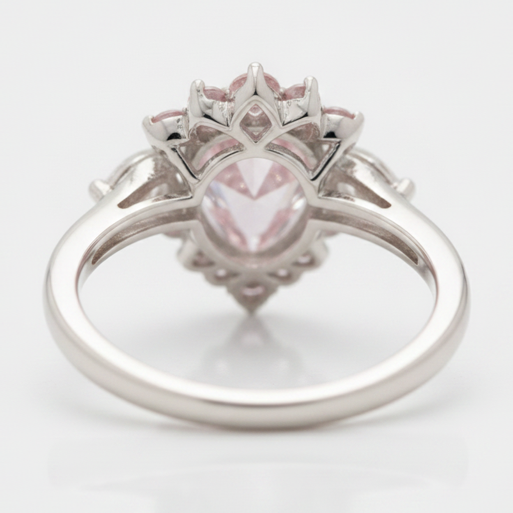 Fancy-Pink-Diamant Verlobungsring 2 Karat Natürlicher Tropfenschliff Halb-Halo Platin