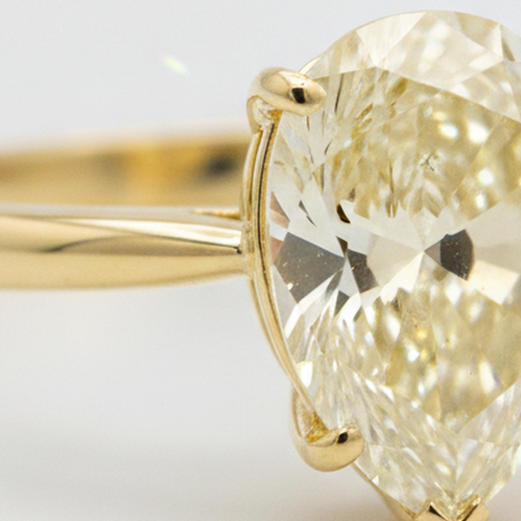 Larimar- und Diamant-Verlobungsring 2 Karat Natürlicher Tropfen-Solitär Fantasie-Gelb 18 Karat Gold