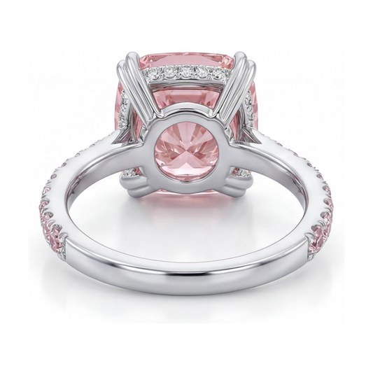 Jubiläumsring mit rosa Diamant im Kissenschliff, 4,4 Karat