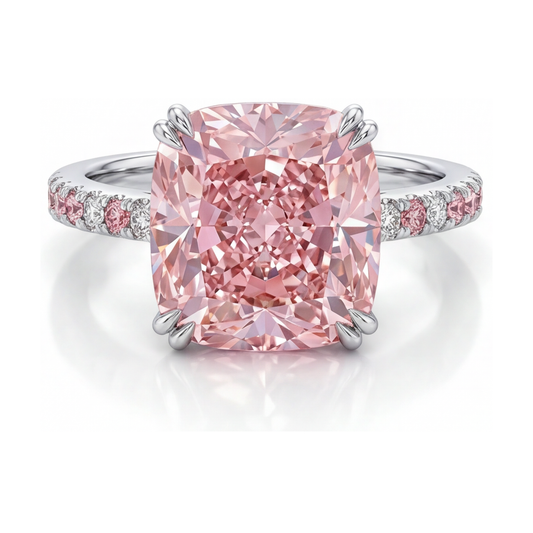 Jubiläumsring mit rosa Diamant im Kissenschliff, 4,4 Karat