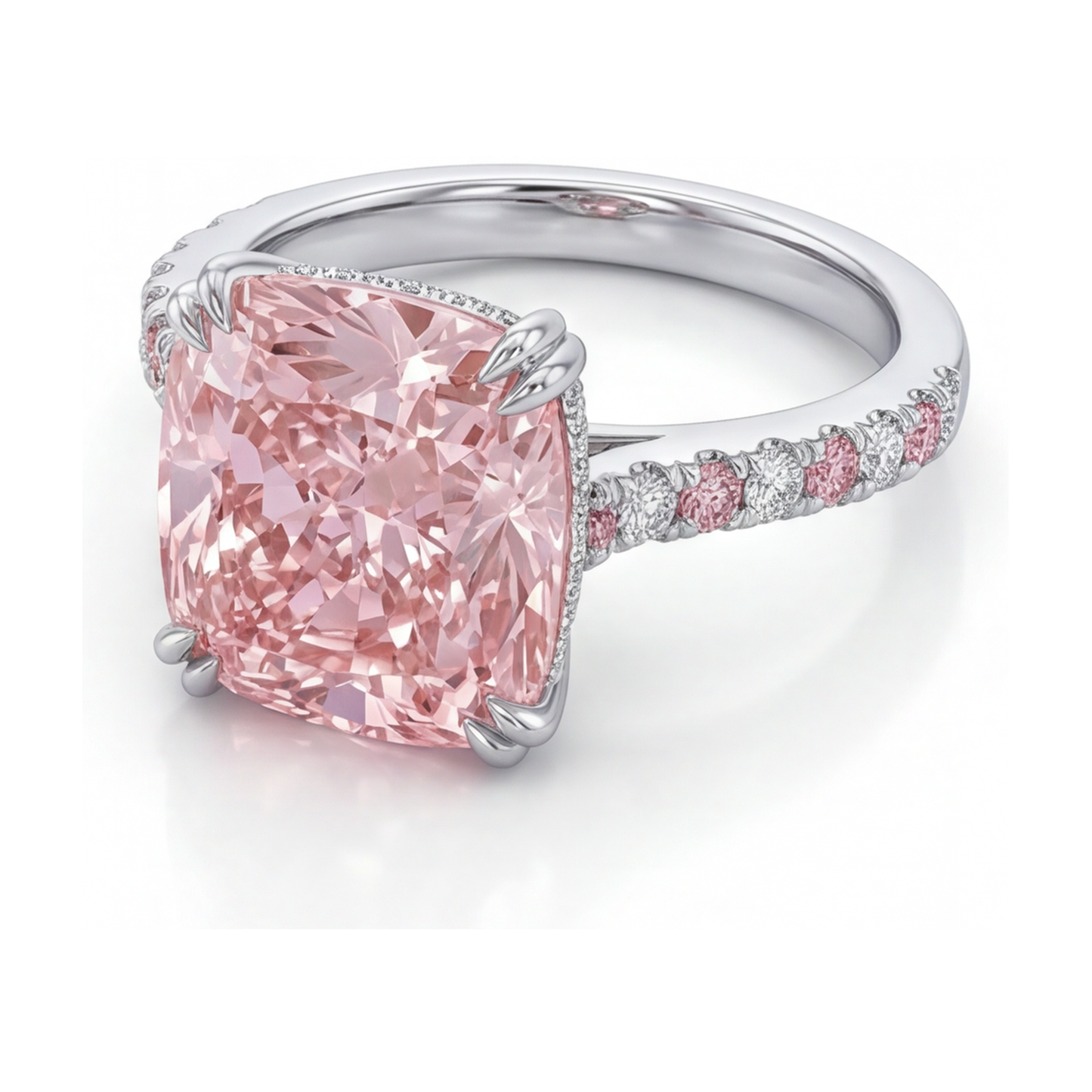 Jubiläumsring mit rosa Diamant im Kissenschliff, 4,4 Karat