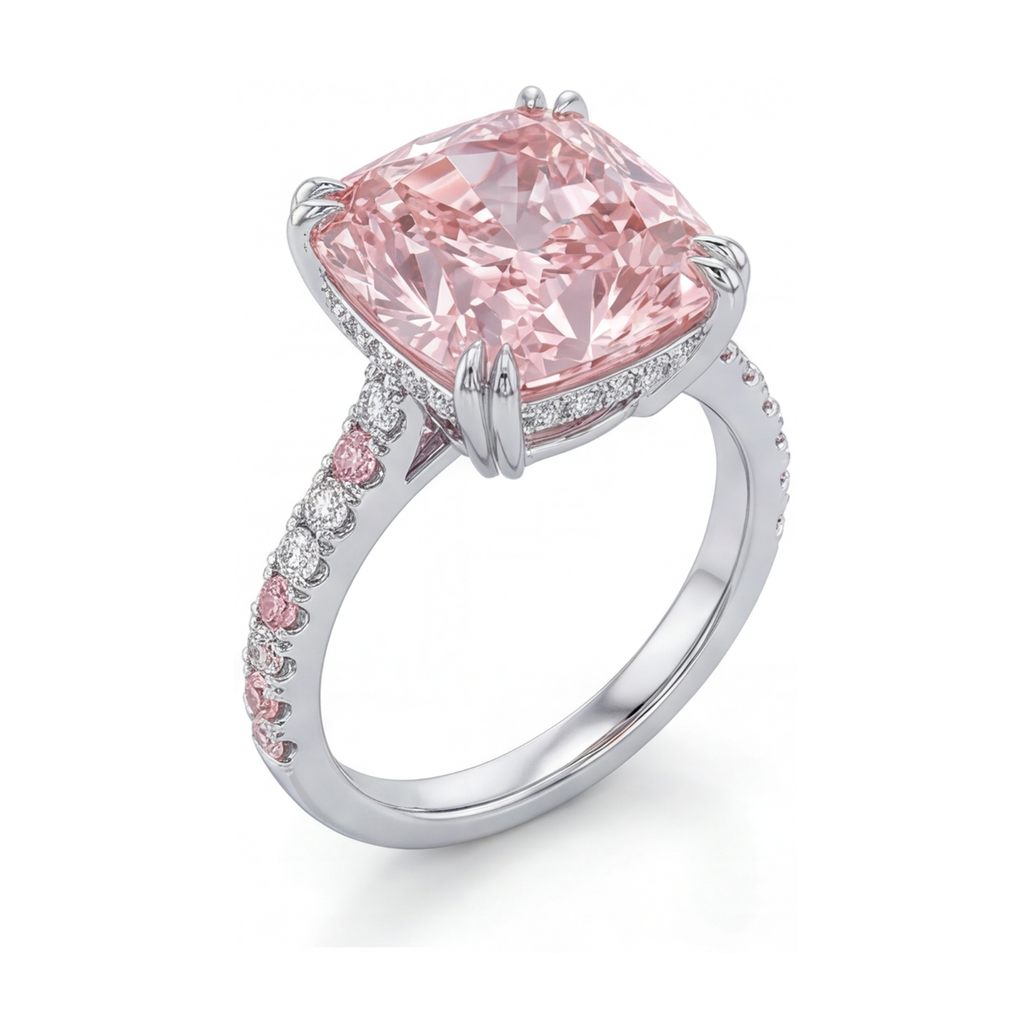 Jubiläumsring mit rosa Diamant im Kissenschliff, 4,4 Karat