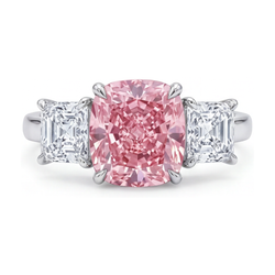 Jubiläumsring mit rosa Diamant im Kissenschliff, 4,5 Karat