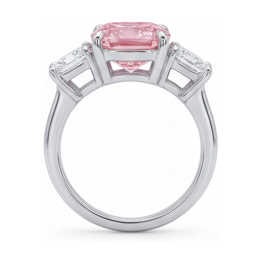 Jubiläumsring mit rosa Diamant im Kissenschliff, 4,5 Karat
